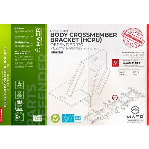 maprts-011130 MAER Defender 130 / 2/300 Tdi / V8 / Td5  Body Crossmember Bracket HCPU