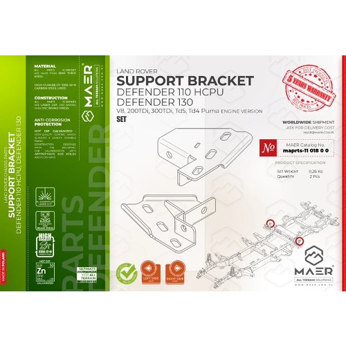 maprts-1101800 MAER Defender 110 HCPU / 130 2/300 Tdi V8/ Td5 / Tdci Puma Support Bracket
