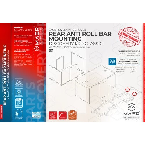 maprts-450500 MAER Discovery I / Range Rover Classic / V8 / 2/300 Tdi Rear Ani Roll Bar Mounting Set