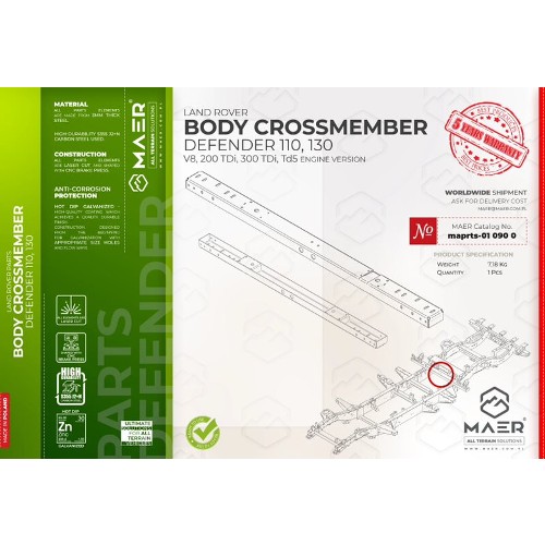 maprts-010900 MAER Defender 110 / 130 / 2/300 Tdi / V8 / Td5  Body Crossmember