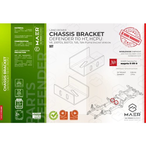 maprts-110110 MAER Defender 110 HT / HCPU/ 2/300 Tdi V8 / Td5 / Tdci Puma Chassis Bracket