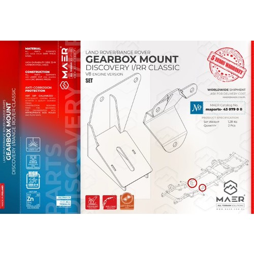 maprts-4307900 MAER Discovery I / Range Rover Classic V8 Gearbox Mount Set